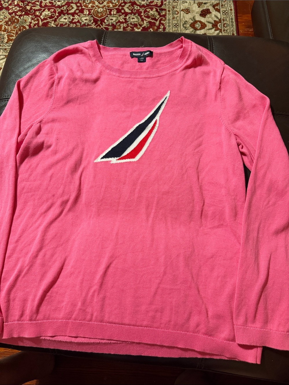 Nautica Pink Crewneck Sweater with Sail Logo